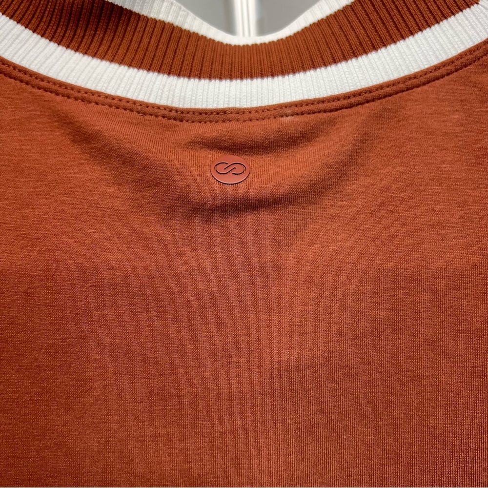Calia Red Brown Rib Mock crop tank with White Accents women’s small - Picture 6 of 6